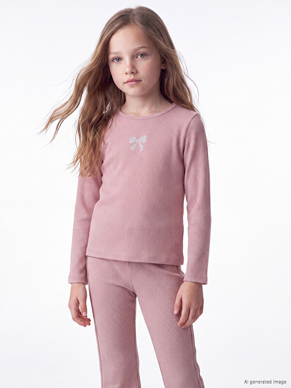 LCW Kids Fiyonk Baskılı Kız Çocuk Tişört