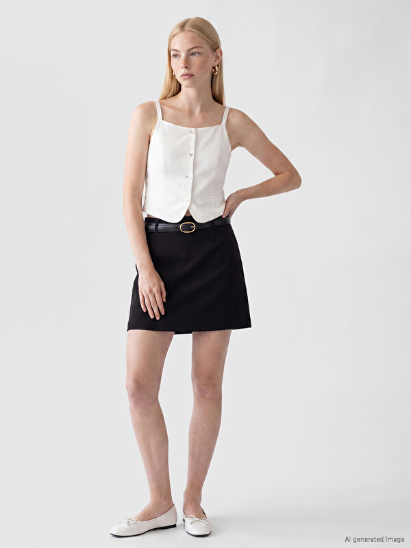 XSIDE A Form Belt Detailed Mini Skirt