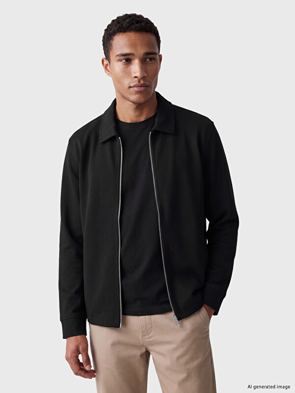 LCW Vision Polo Collar Men's Zip-Up Sweatshirt