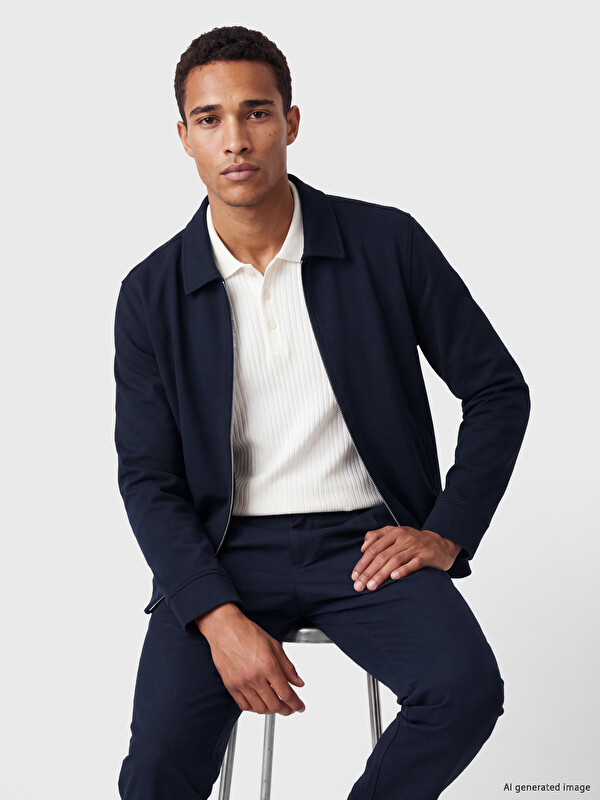 LCW Vision Polo Collar Men's Zip-Up Sweatshirt