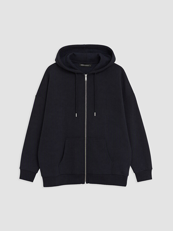 LCW Modest Hooded Oversize Women's Thick Zippered Sweatshirt