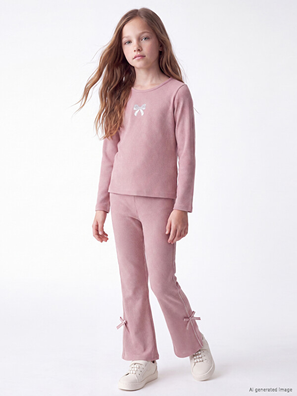 LCW Kids Leggins me fund të zgjeruar me fjongo për Vajza, 2 copë