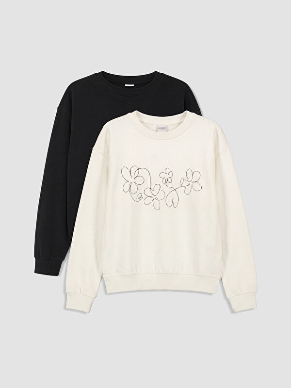 LCW Kids Baskılı Kız Çocuk 2'li Sweatshirt