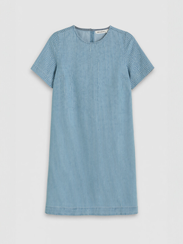 LCWAIKIKI Classic Bisiklet Yaka Çizgili Mini Jean Elbise