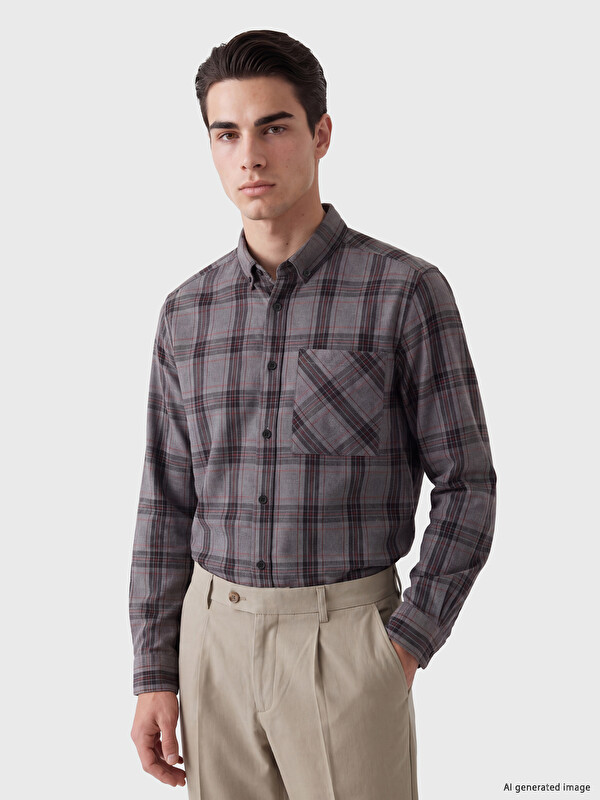 LCW ECO Regular Fit Ekose Erkek Gömlek Ceket