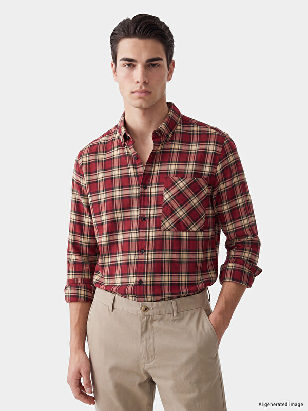 LCW ECO Regular Fit Plaid men's shirt jacket