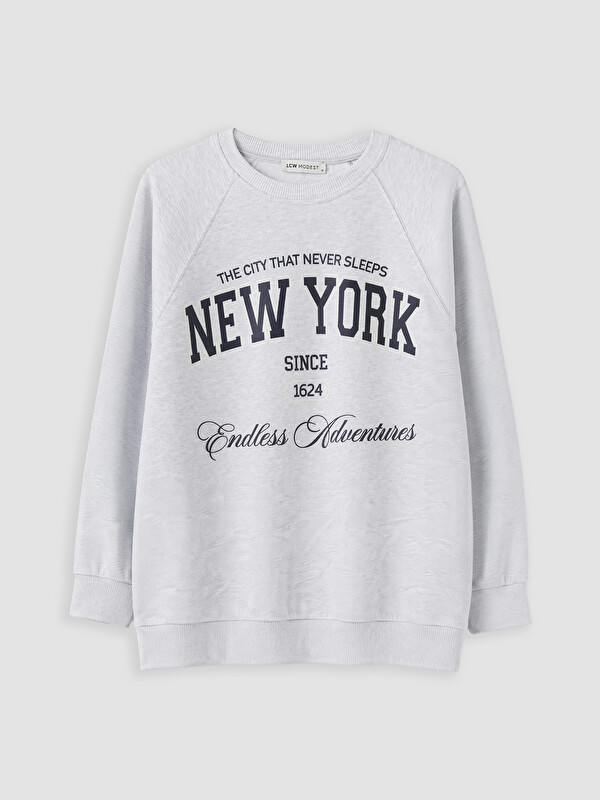 LCW Modest Baskılı Oversize Kadın Sweatshirt Tunik