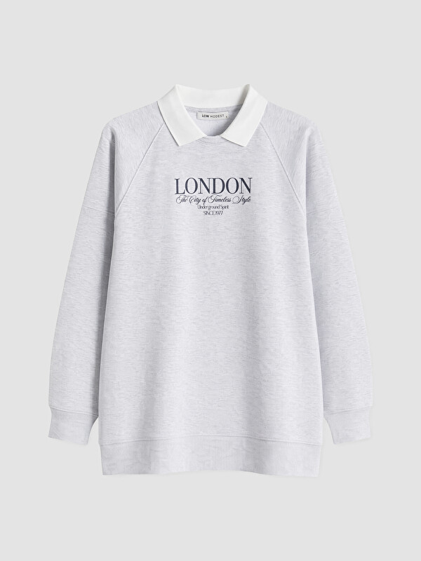 LCW Modest Polo Yaka Oversize Kadın Sweatshirt Tunik