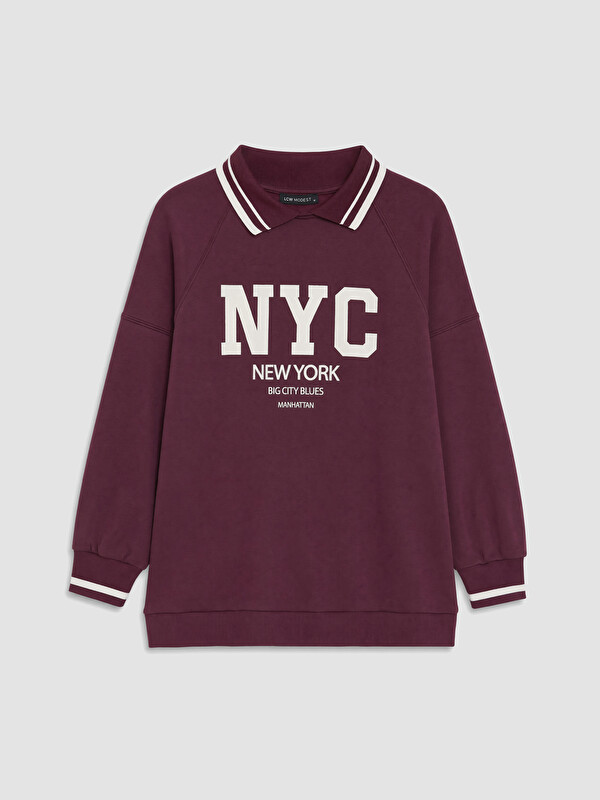LCW Modest Polo Yaka Oversize Kadın Sweatshirt Tunik