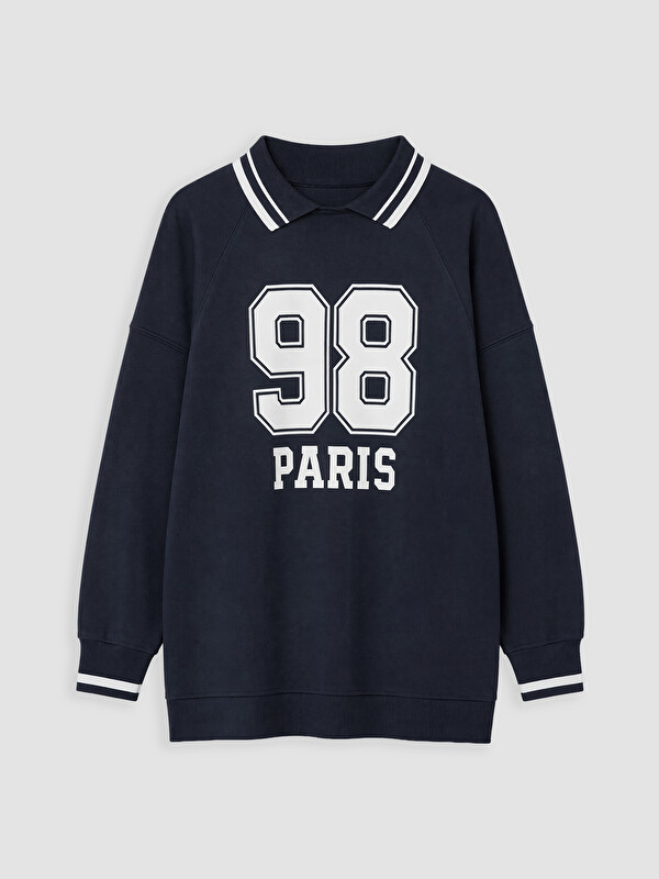 LCW Modest Polo Yaka Oversize Kadın Sweatshirt Tunik