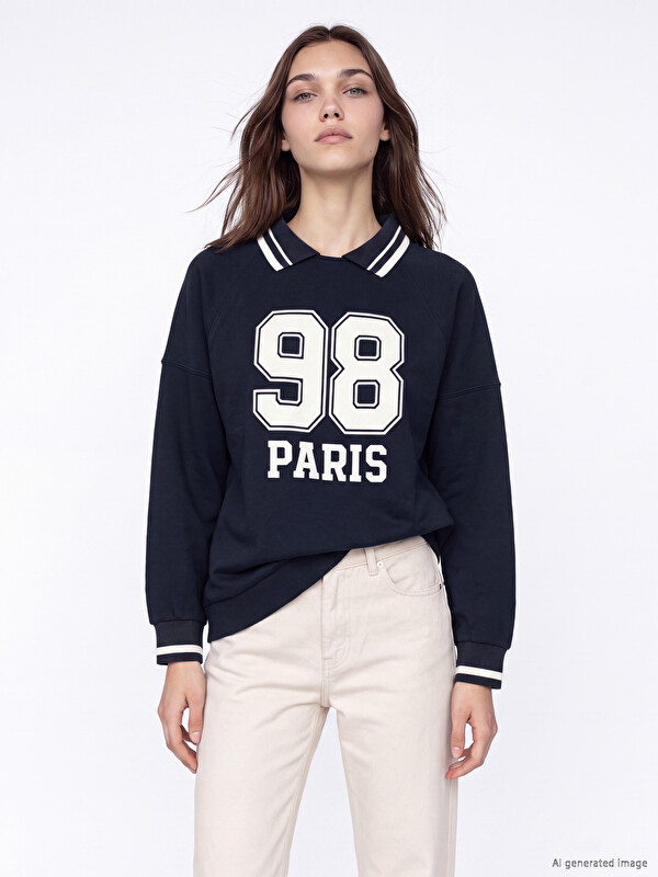 LCW Modest Polo Yaka Oversize Kadın Sweatshirt Tunik