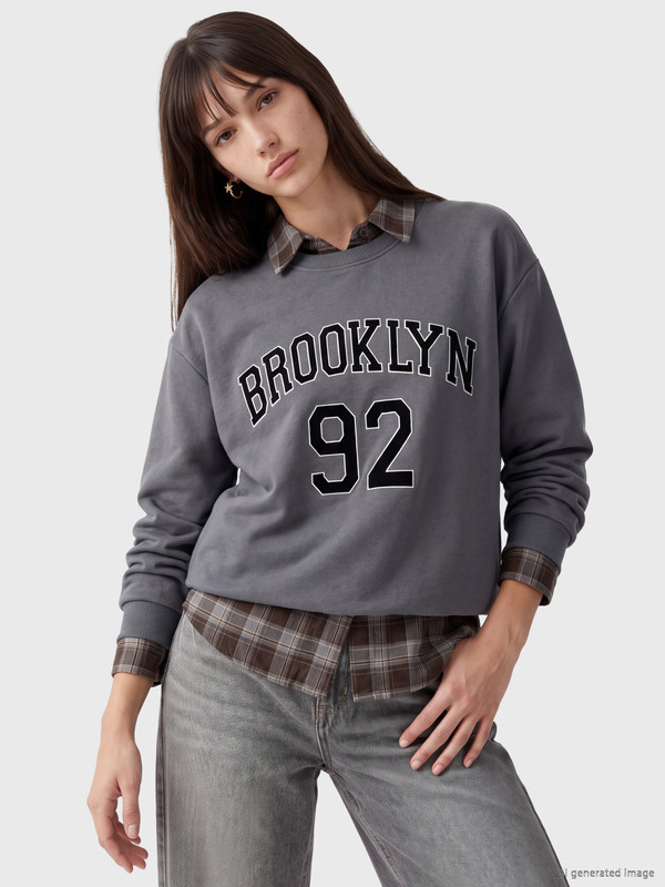 XSIDE Bluzë sportive e trashë oversize e stampuar për gra