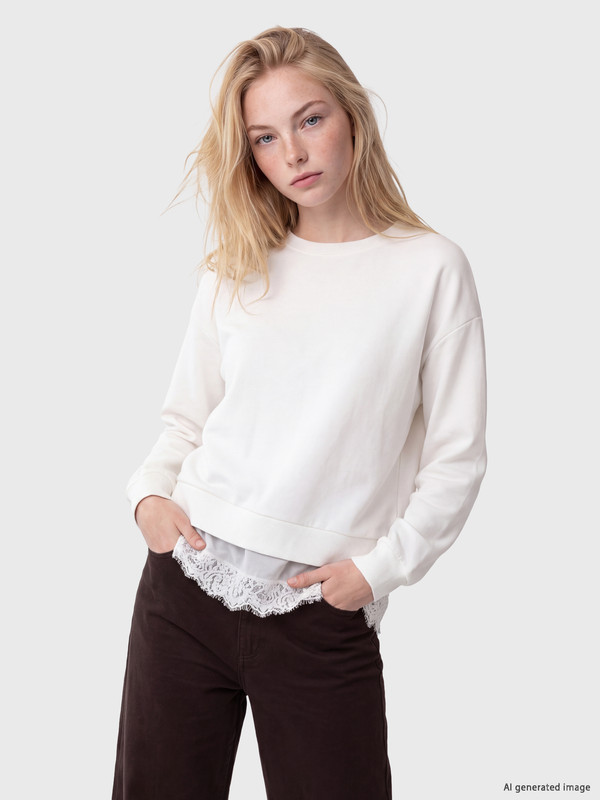 XSIDE Lace Detailed Women's Thick Sweatshirt