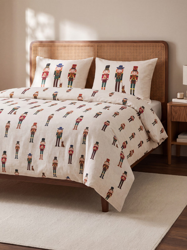 LCW HOME Nutcracker Figured Cotton Double Duvet Cover Set