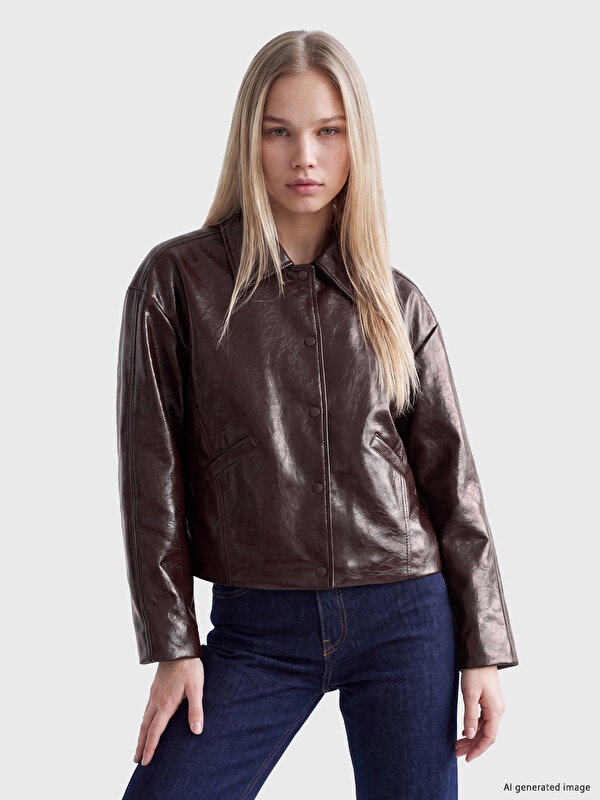 LCW Vision Oversize Women's Faux Leather Jacket