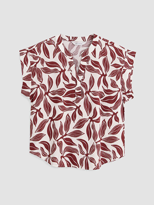 LCWAIKIKI Classic Grandad Collar Leaf Patterned Blouse