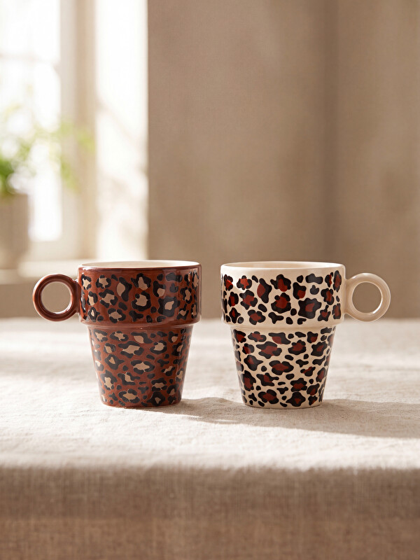 LCW HOME Leopard Print Mug Set 2 Pack
