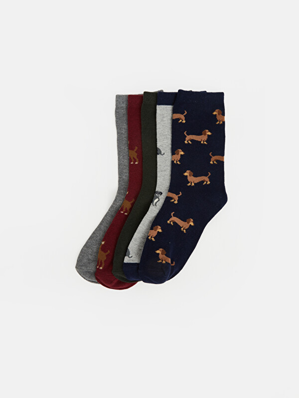 LCW Kids Dog Patterned Boys' Ankle Socks 5 Pack