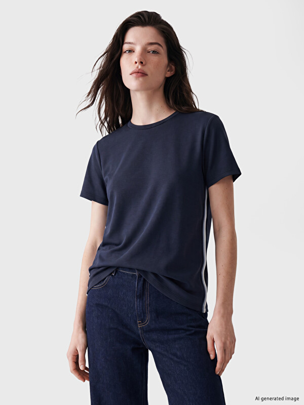 LCW Comfort Striped Detail Soft Touch Women's T-Shirt