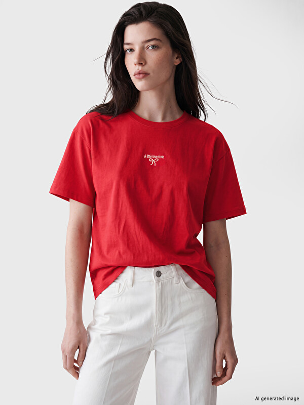 LCW Comfort Soft Touch Embroidered Women's T-Shirt