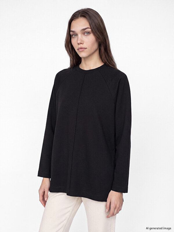 LCW Modest Soft Touch Oversize Kadın Sweatshirt Tunik