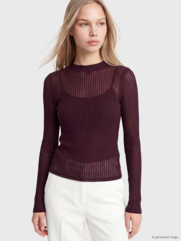 LCW Vision Mock Neck Women's Ribbed Body