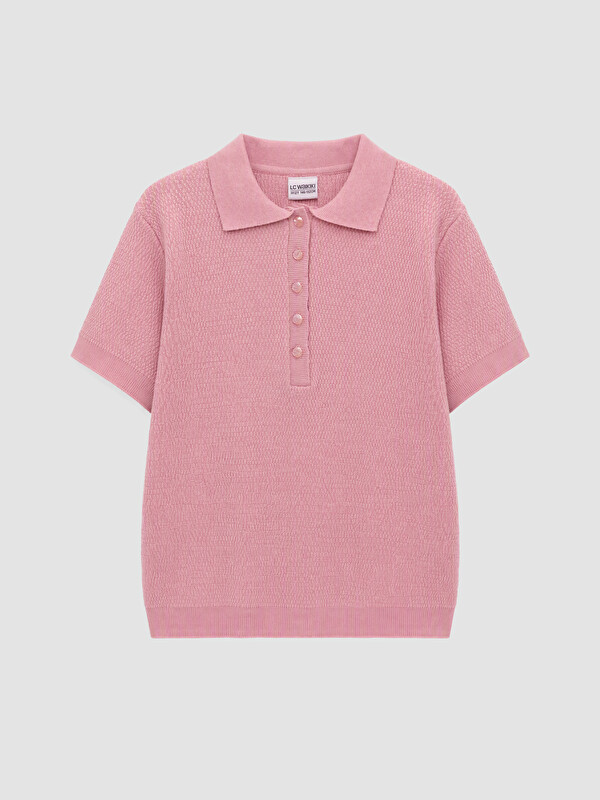 LCW Kids Pulover Tricotat cu Guler Polo și Mâneci Scurte pentru Fete