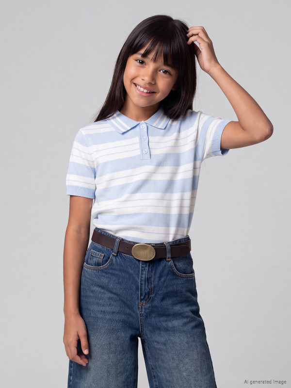 LCW Kids Polo Yaka Kız Çocuk Triko Kazak