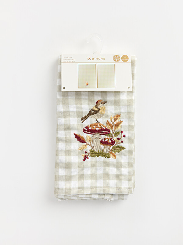 LC WAIKIKI Embroidered Gingham Drying Cloth 2 Pack