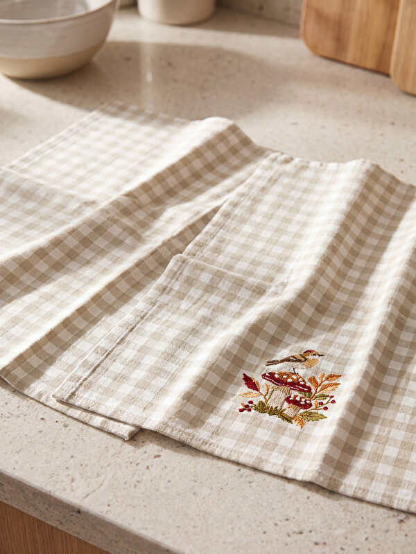 LC WAIKIKI Prosop de uscare din gingham brodat, set de 2