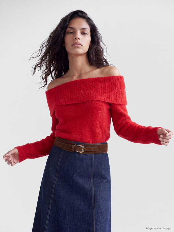 XSIDE Pullover mit schulterfreiem Ausschnitt Damen Strickpullover