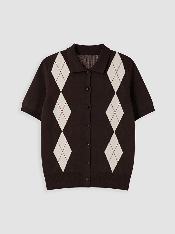 LC WAIKIKI Polo Collar Argyle Patterned Women's Cardigan