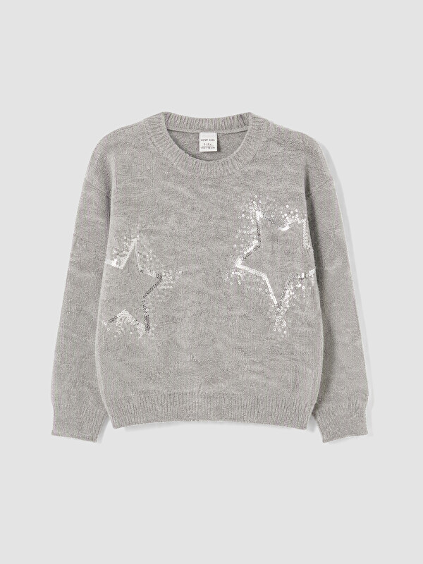 LCW Kids Crew Neck Embroidered Girls' Knitwear Sweater