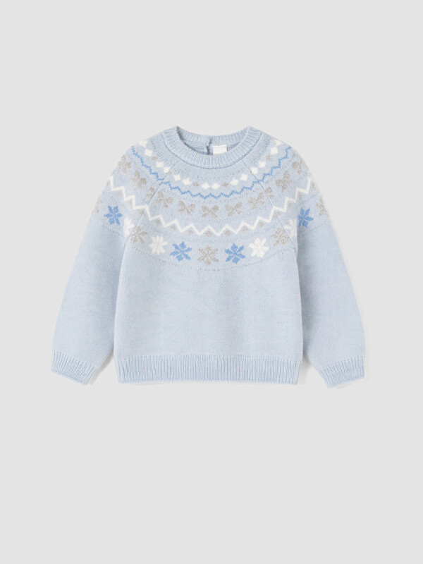 LCW Kids Pulover tricotat pentru fete cu model, cu guler rotund