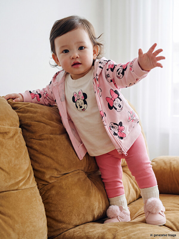 LCW baby Minnie Mouse Printed Baby Girls' 3-Piece Set