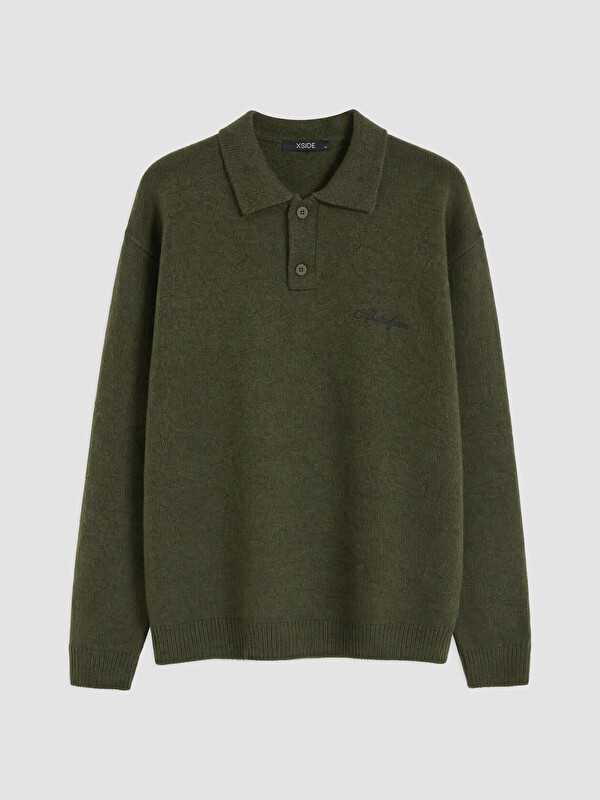 XSIDE Polo Collar Embroidered Men's Sweater