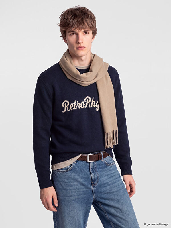 XSIDE Crew Neck Embroidered Men's Knitwear Sweater