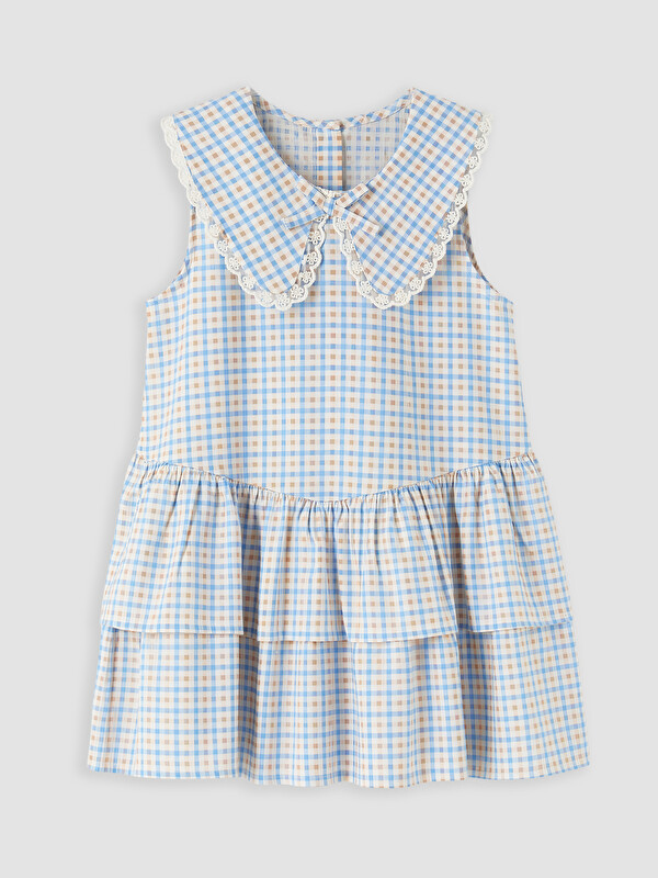LCW Kids Rochie cu Guler Peter Pan în Carouri pentru Fete