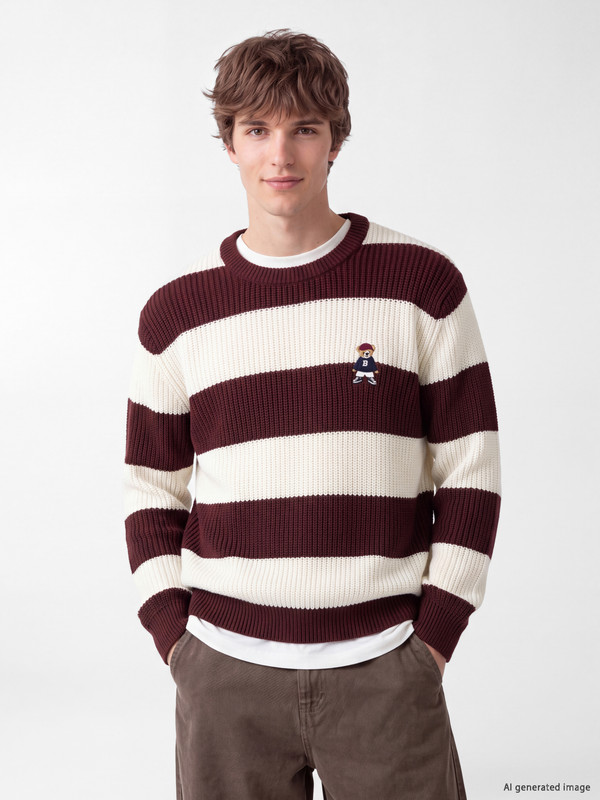 XSIDE Striped Embroidered Men's Knitwear Sweater