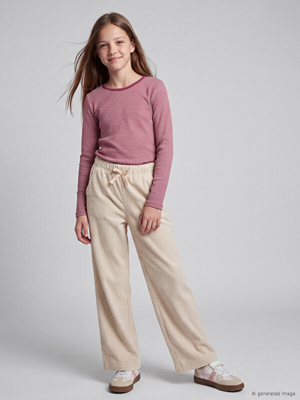 LCW Kids Wideleg Girls' Velvet Trousers