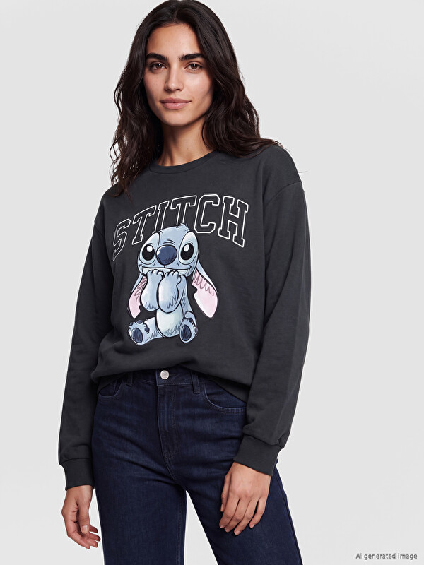 LC WAIKIKI Stitch Printed Oversize Women's Sweatshirt