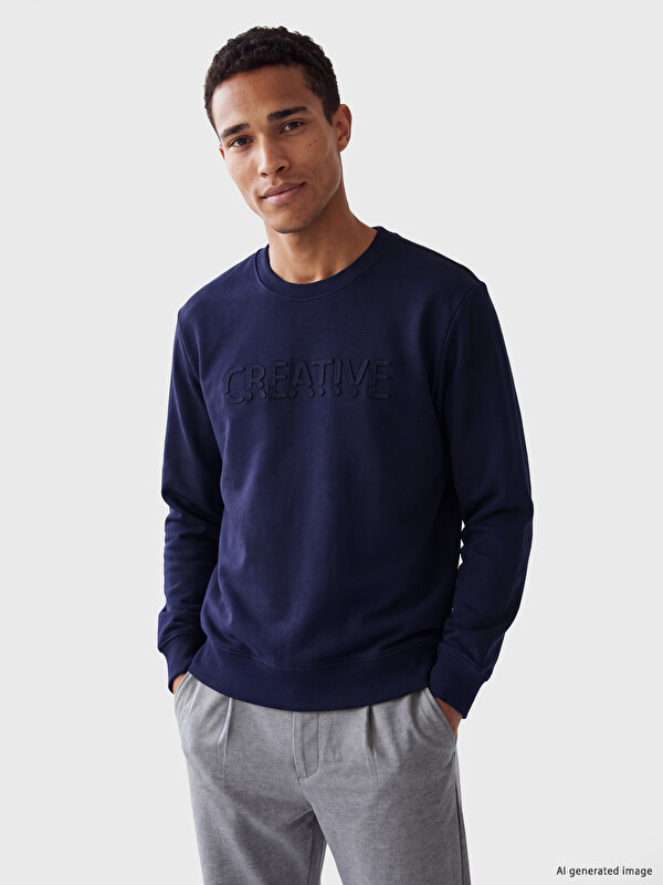 LCW Vision Crew Neck Printed Men's Thick Sweatshirt