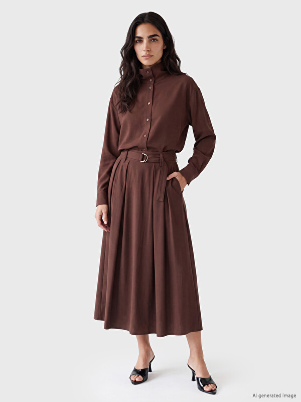 LCW Vision Woman Plum Skirt