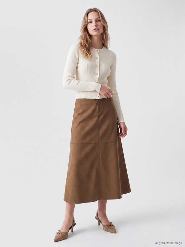 LCW Vision A-Line Faux Suede Skirt