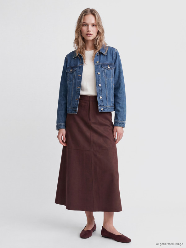 LCW Vision A-Line Faux Suede Skirt