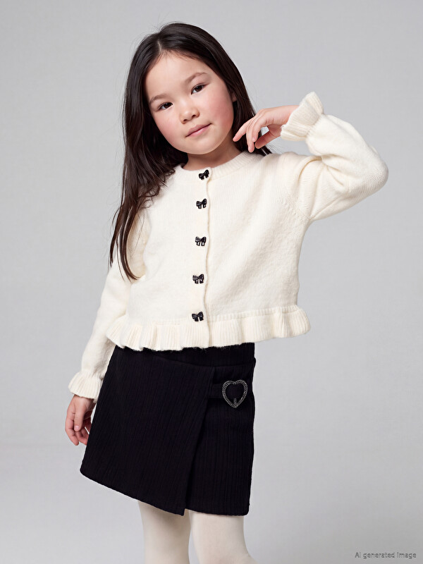 LCW Kids Cardigan cu guler rotund pentru fete