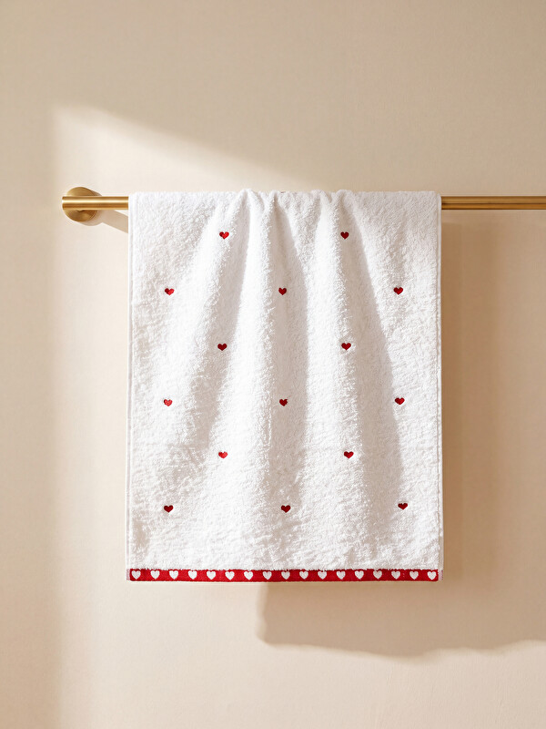 LCW HOME Heart Embroidered Cotton Face Towel 50x80 cm