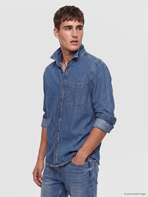 LCW Jeans Relax Fit Erkek Jean Gömlek