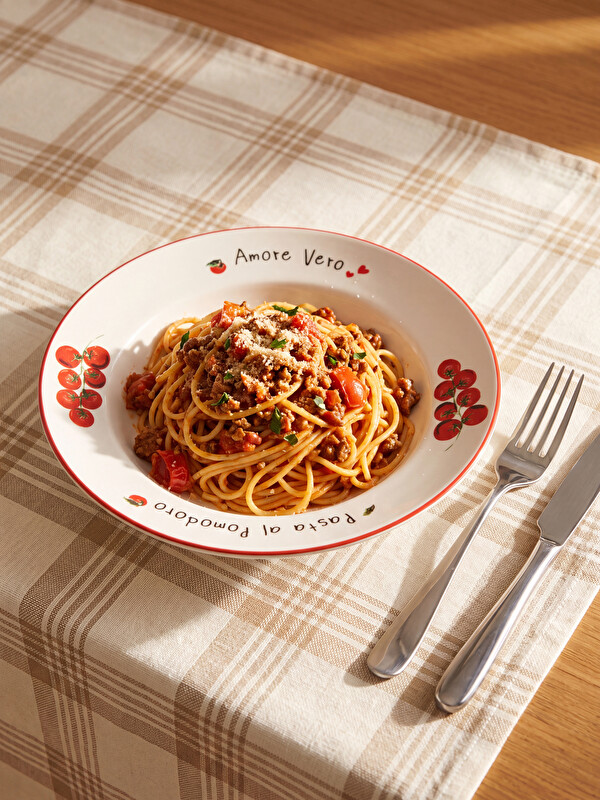 LCW HOME Printed Porcelain Pasta Plate