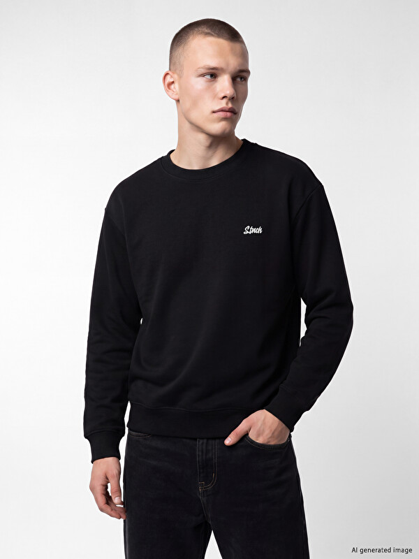 XSIDE Bluza sportive me jakë të rrumbullakët e qëndisur për burra sweatshirt